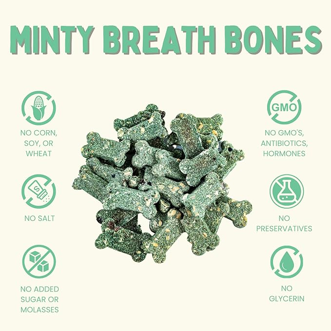Winnie Lou Organic Dog Treats – Natural Dog Biscuits, USA Made, Organic Ingredients, Clean, Sensative Stomach, All Breed Sizes, High Protein, Hypoallergenic, Minty Breath Bones (Pack of 2)