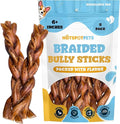 Hotspot Pets Braided Bully Sticks for Dogs - 6 Inch Dog Bones (5 Pack) All Natural Long Lasting Twisted Beef Dog Chews - Promote Natural Dental Health, Low Fat, Fully Digestible Rawhide Alternative