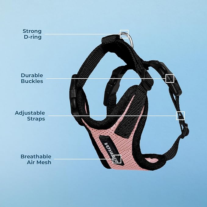 Voyager Step-in Pet Harness - All Weather Mesh, Adjustable Step in Harness for Cats and Dogs by Best Pet Supplies - Pink/Black Trim, S