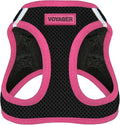 Best Pet Supplies - All Weather Mesh/Plush, Reflective, No Pull Harness for Small, Medium Dogs, Cats - Secure with Hook & Loop Fastener, Buckle, Double D-Rings - Black/Pink Trim, XS