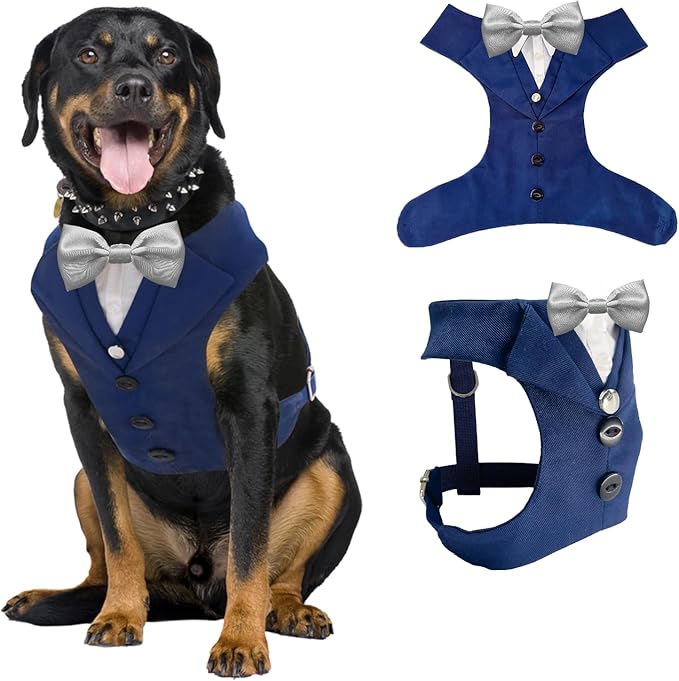 AVERYDAY Dog Tuxedo for Wedding Outfit, Dog Suit and Tie Costumes for Birthday, Halloween, Cosplay, Christmas Party, Pet Formal Wear with Bowtie, Tux for Medium Large Dogs, Bulldog, Labrador, Husky