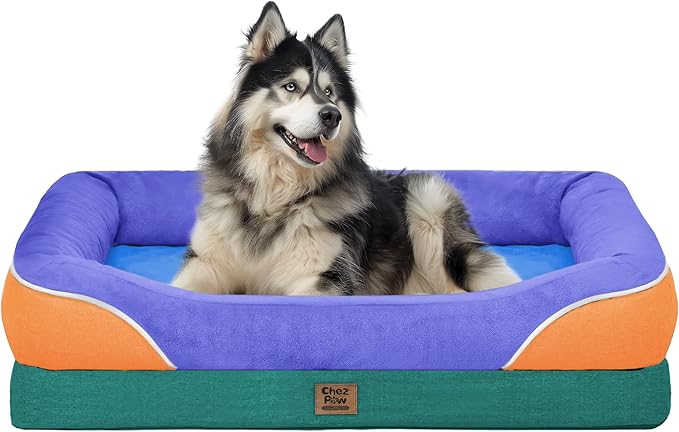 Chez Paw Orthopedic Extra Large Dog Bed - XXL Washable Giant Pet Couch Sofa with Removable Cover Waterproof Bolster for Large Size Dogs, 45x35