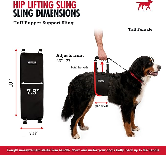 Tuff Pupper Dog Sling Hip Harness | Rear Lift Support for Senior & Injured Dogs | Adjustable Mobility Aid | Strong Padded Handle | Comfortable Design | Hip & Hind Leg Assistance (Tall, Female)