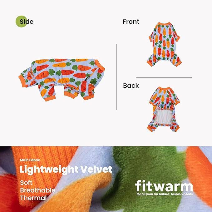 Fitwarm Carrot Dog Flecce Pajamas, Funny Easter Outfit for Small Dogs Boy Girl, Cute Pet Clothes, Blue, Orange, Red, Green, XL