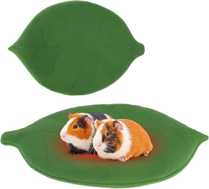 Homimp Guinea Pig Bedding Mat Washable, Ultra Soft Fleece Warm Small Animal Beds, Absorbent & Waterproof Rabbit Winter Sleeping Pad for Rabbit Hamster Squirrel Hedgehog Chinchilla Ferret, Leaf 12"x18"