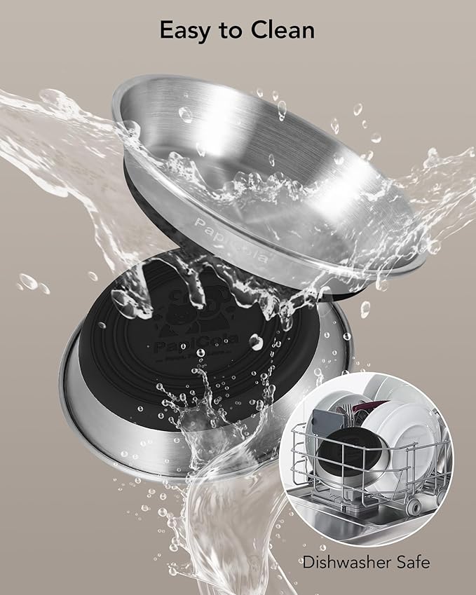 Stainless Steel Cat Bowls 3PCS, Non-Slip cat Food Dishes, Metal Pet Food and Water Bowls, Whisker Friendly with Wide and Shallow Design, 6.3'' Wide, 0.7mm Thick Steel, Ideal Pet Dish (3 PC-6.3in)