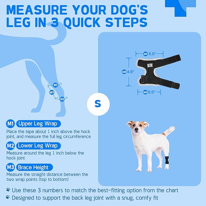 Dog Leg Brace Canine Rear Leg Support, Relieve Pain from Sprains, Arthritis, Enhancing Stability, Helps with Loss of Stability from Arthritis(Black,S)