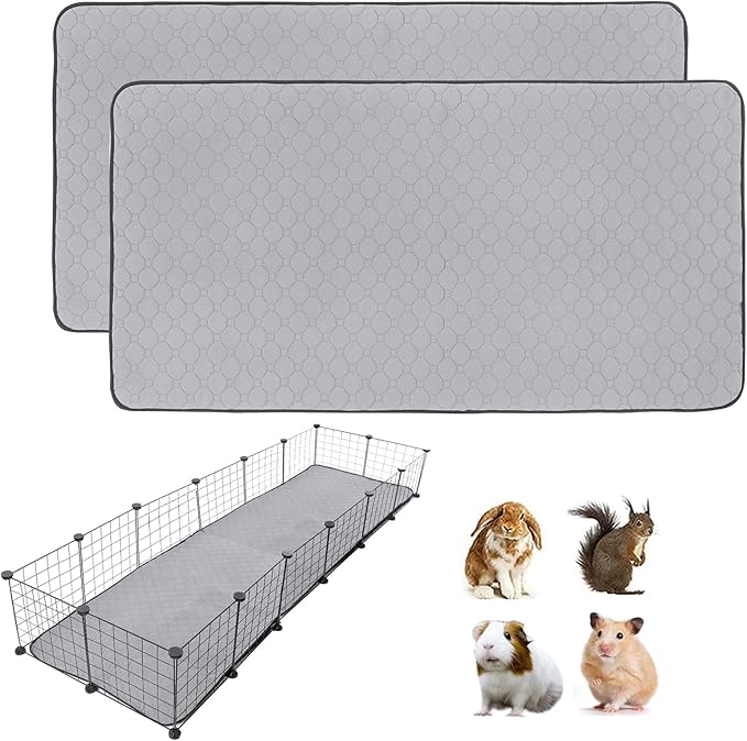 Guinea Pig Cage Liners, 24''X72'' Washable Guinea Pig Pee Pads, Non Slip Reusable Super Absorbent Guinea Pig Training Mat Bedding Fleece for Small Animals Hamster Rabbit Chinchilla Rat, 2Pack