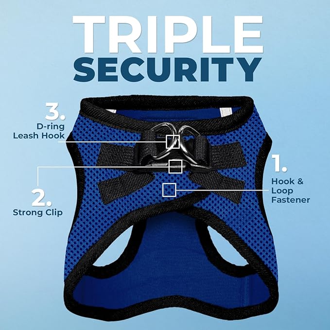 Best Pet Supplies Voyager Step-in Air All Weather Mesh Harness and Reflective Dog 5ft Leash Combo with Neoprene Handle, for Small, Medium and Large Breed Puppies - Set (Royal Blue/Black Trim), Medium
