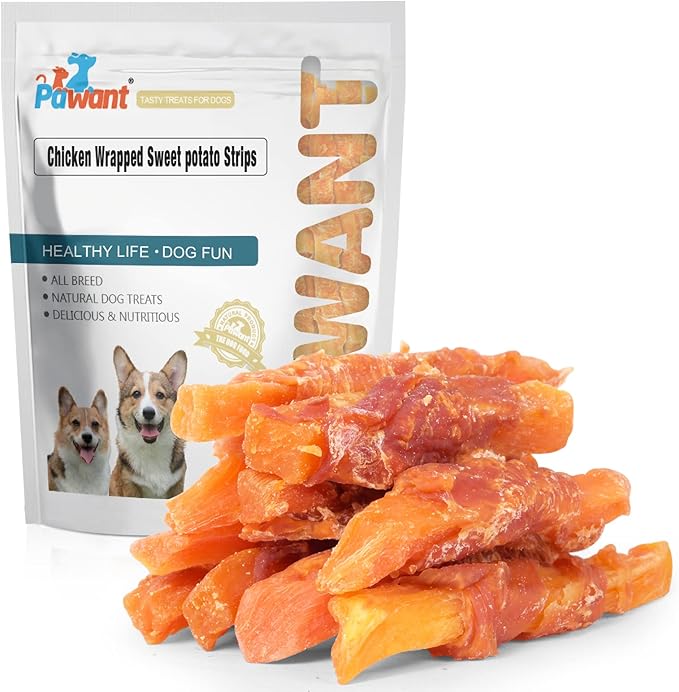 Soft Dog Treats Chicken Sweet Potato Sticks Puppy Easy to Digest Training Snacks Chicken Wrapped Sweet Potato 0.5lb/227g