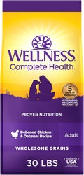 Wellness Complete Health Dry Dog Food, Wholesome Grains, Natural, Chicken & Oatmeal, (30-Pound Bag)