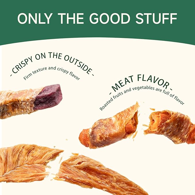 MeatyWay Chicken & Vegetables Wrapped Dog Treats, High Protein, Low Fat, 100% Natural Chicken Tenders, Healthy and Natural Carrot & Sweet Potato Dog Training, 300g/10.58 oz. (Pack of 3)
