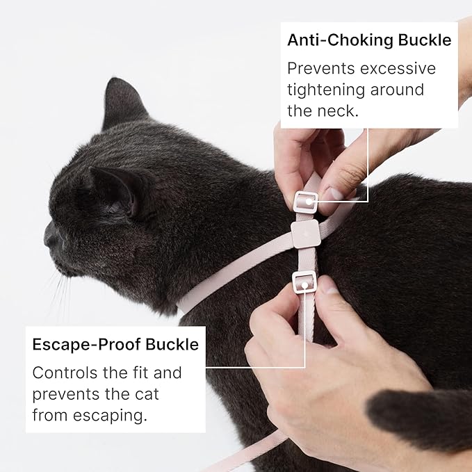 Cat Harness and Leash Set, Escape Proof Cat Harness Lightweight Leash with Padded Handle, Adjustable Leash Harness for Kitten>4lbs Small Large Cats Walking Training (Blush Pink, S)