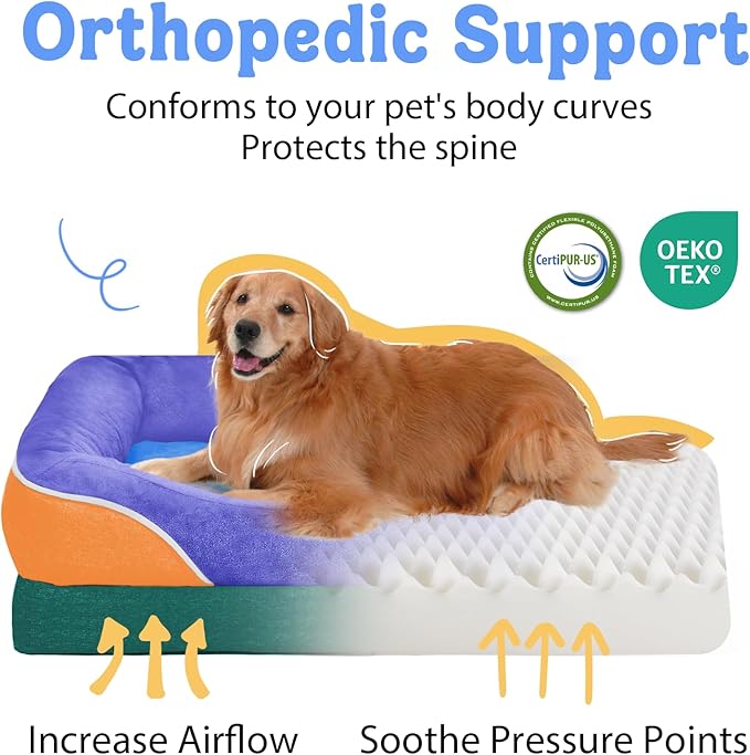 Chez Paw Orthopedic Extra Large Dog Bed - XXL Washable Giant Pet Couch Sofa with Removable Cover Waterproof Bolster for Large Size Dogs, 45x35