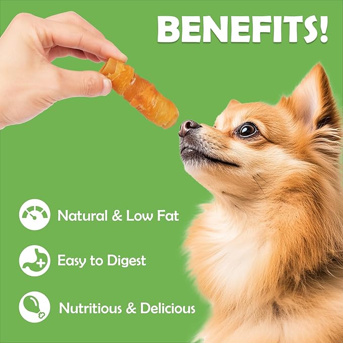 MON2SUN Rawhide Free Dog Treats, 3 Inch Chicken Wrapped Rolls, Low Fat and Training Snacks, Peanut Butter Flavor Chews for Small Dogs, 21.16oz (16 Count - Pack of 1)