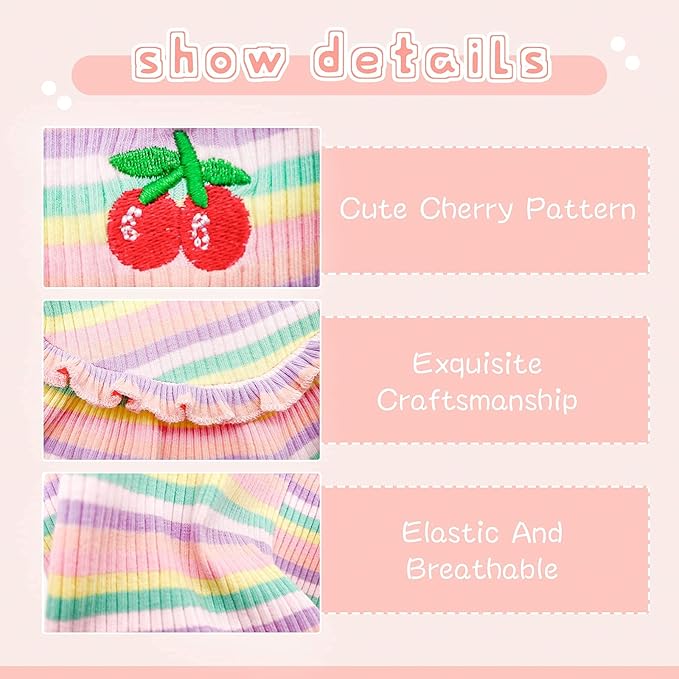 Cute Dog Dress for Small Dogs Girl Birthday Puppy Clothes Spring Summer Dog Outfits Rainbow Colorful Striped Cherry Princess Pet Tutu Skirt Doggie Cat Chihuahua Yorkies Dresses