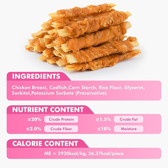 Dog Treats, Chicken Wrapped Cod Fillets, Rawhide Free Healthy Dog Snacks, Soft Dog Treats for Small Dogs, 20 oz
