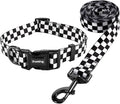 Ihoming Puppy Collar and Leash Set for Daily Outdoor Walking Running Training, Chess Board Design for Extra Small Boys Girls Dogs Cats Pets, XS-Up to 10LBS