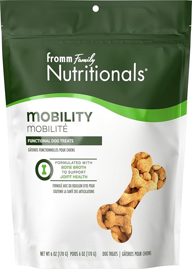 Fromm Family Nutritionals Mobility Dog Treats - Perfect for Joint Integrity, Comfort, & Flexibility - Contains Glucosamine, Chondroitin, Eggshell Meal, & Green Lipped Mussels - Pack of (3) 6 oz Bags