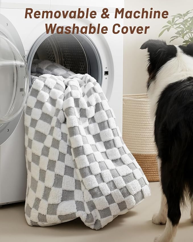 KSIIA Waterproof Dog Bed Orthopedic for Large Senior Dog Couch with Sides, Extra Thick Supportive Pet Bed Sofa with Soft Plush Cover and Non-Slip Bottom, 44 x 32 Inch, Grey