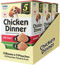 INABA Chicken Dinner for Dogs, Soft Pate Wet Dog Food, Complete & Balanced, 2.4 oz. Pouch, 15 Pouches, Beef & Vegetables Variety