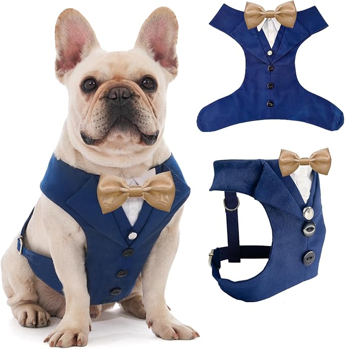 AVERYDAY Dog Tuxedo For Wedding Outfit, Aesthetic Dog Suit and Tie for Birthday, Halloween, Cosplay, Christmas Party, Formal Wear Dog Costumes with Bowtie, Dog Tuxedo for Small Dogs to Large Dogs Male