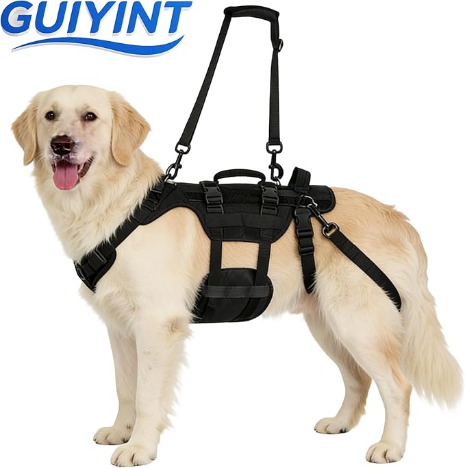 Full Body Dog Lift Harness for Large Dogs - Mobility Assistance Vest with Handles for Senior, Disabled, Recovering Pets, Dog Hip Support Brace& Walking Aid(Black, Large)
