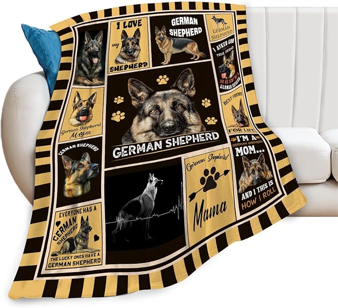 German Shepherd Throw Blanket German Shepherd Puppy Stuff Gifts for Dog Lover Kids Girls Boys Adults Women Men Soft Cozy Warm Plush Fluffy Fuzzy Fleece Blanket Decor 60''X80''