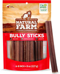 Natural Farm Odor-Free Bully Sticks (4-8”, 8oz) All-Natural Long-Lasting Chews, 100% Beef Pizzle, Grass-Fed, Grain-Free, Hormone-Free, Protein for Muscle Development & Energy, Perfect for Medium Dogs
