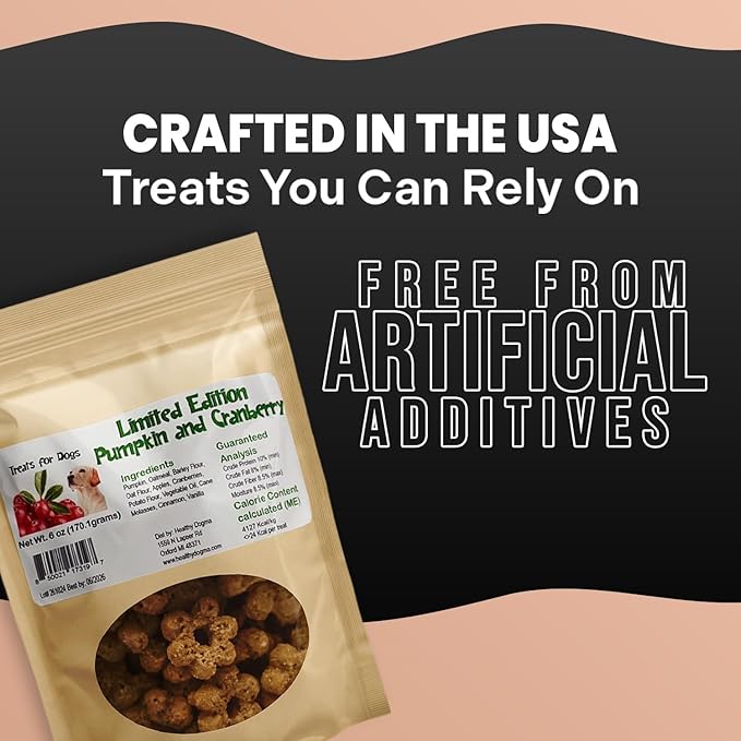 Healthy Dogma Pumpkin, Cranberry & Apple Dog Treats | Warm Fall-Inspired Flavors | All-Natural, Wholesome Ingredients | No Fillers or Preservatives | Tasty & Nutritious Dog Snacks (24 oz (1 lb 8 oz))