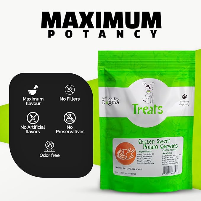 Healthy Dogma Chicken and Sweet Potato Dog Treats - All-Natural, Protein-Rich Treats - Supports Muscle Health, Digestion & Shiny Coat, (24 oz (1 lb 8 oz))