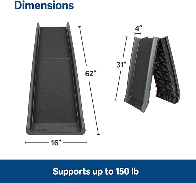 PetSafe Happy Ride Folding Pet Ramp, Portable Lightweight Dog Ramp for Cars, Trucks & SUVs