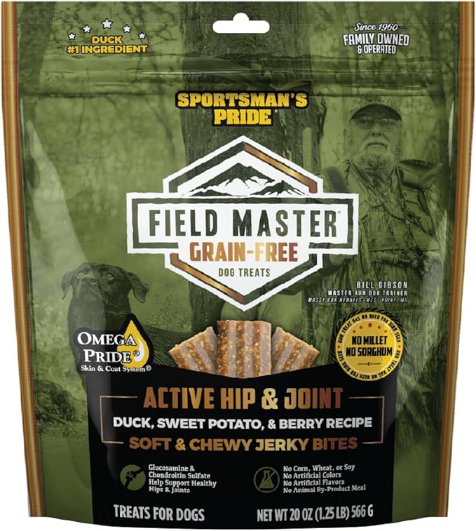 Sportsman's Pride Field Master Active Hip & Joint Duck, Sweet Potato & Berry Recipe Grain-Free Jerky Bites Dog Treats, 20 oz.