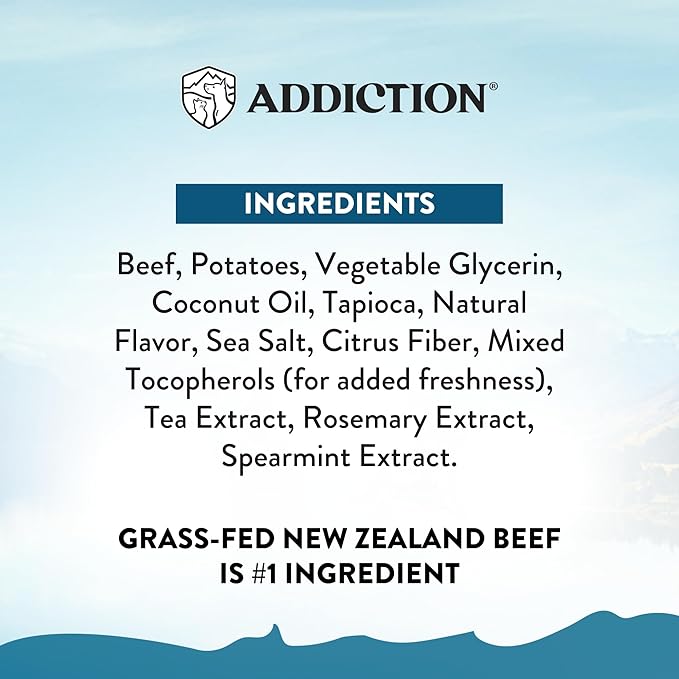 Addiction Meaty Bites - Hypoallergenic Dog Treats - Made in New Zealand - High Meat Content - Gluten and Grain-Free - Soft and Allergy Friendly Dog Treats (Beef, 4 Ounces - 3 Packs)