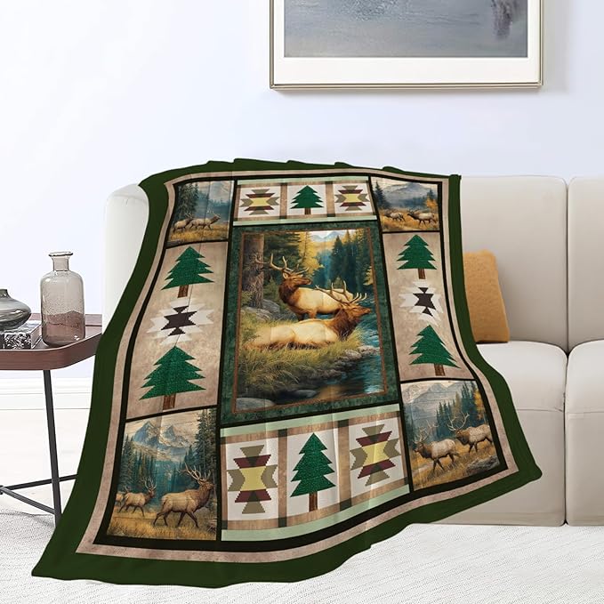 Deer Throw Blanket Deer Elk Stuff Gifts for Kids Girls Boys Adults Women Men Soft Cozy Warm Plush Fluffy Fuzzy Fleece Blanket Decor 40''X50''