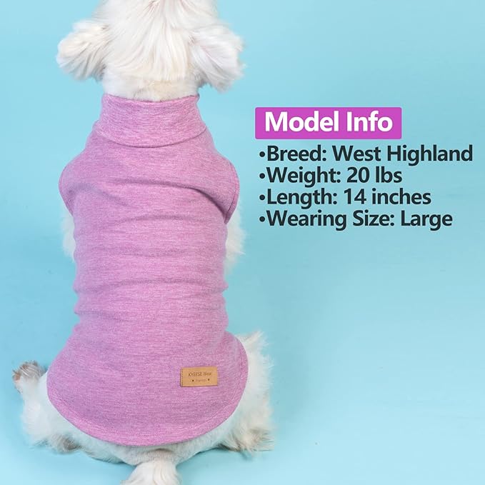 KYEESE 2Pack Dog Sweater Pullover Dog Sweaters for Small Dogs Girl Soft Dogs Clothes Stretchy Pet Sweatshirt Warm Pets Clothes Small Pets Sweaters Turtleneck Pet Coats