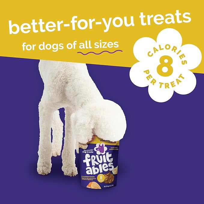 Fruitables Pumpkin & Banana Dog Treats - Healthy Baked Low-Calorie Snacks for Dogs - Crunchy, Wheat-Free - 7 oz (6 Pack)