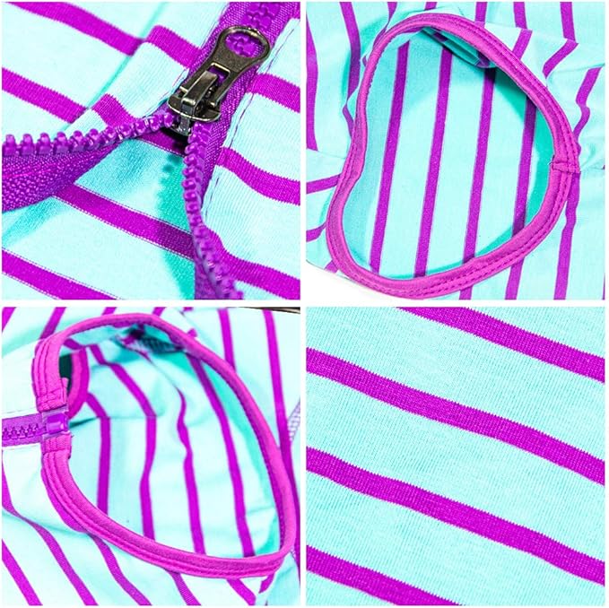 Dog’s Recovery Suit Post Surgery Shirt for Female Male Dog, E-Collar Alternative Wound Protective Clothes (Purple stripe-4xl)