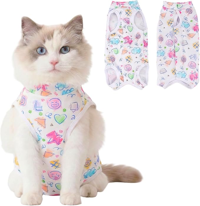 Cat Recovery Suit Cat Onesie for Cats After Surgery, Breathable Cats Surgery Recovery Suit for Female Spay & Abdominal Wounds, Kitten Surgical Onesie Body Suit Anti Licking Cone Alternative