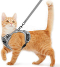 Cat Harness and Leash for Walking Escape Proof Soft Adjustable Cat Leash Breathable Comfortable Vest Easy to Wear Kitten Harness for Outdoor Travel (Grey, XS (4-6lb))