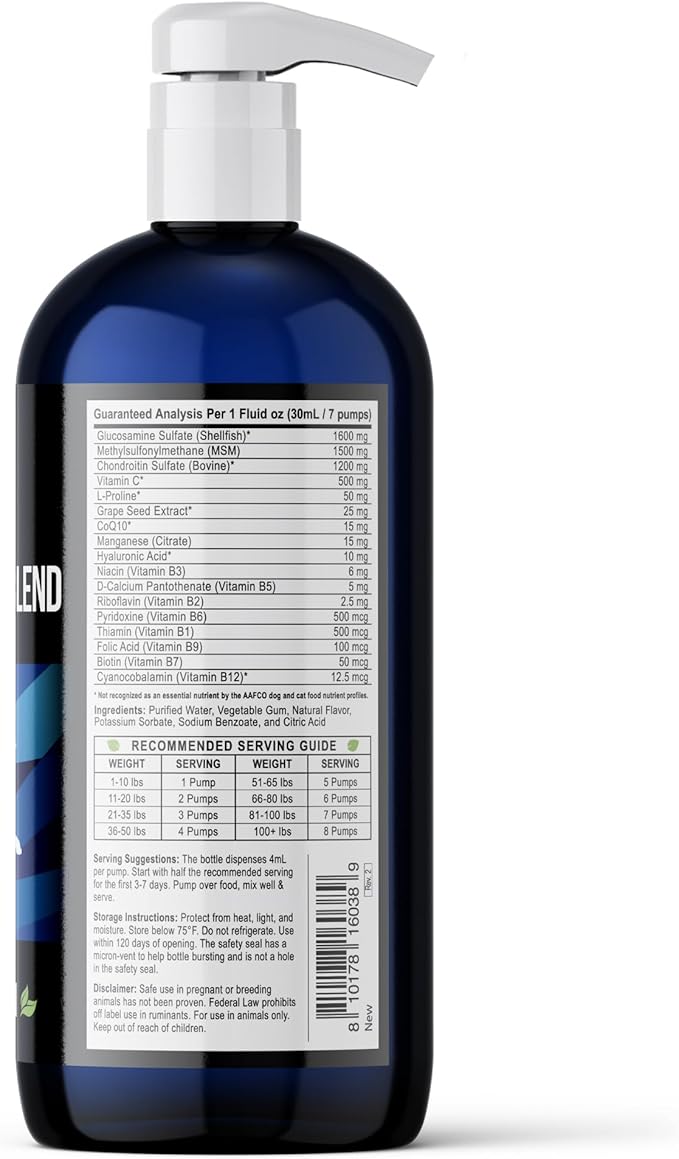 Best Paw Nutrition Liquid Glucosamine for Dogs - Glucosamine Chondroitin MSM & HA Joint Supplement for Dogs & Cats - Bacon Flavored Liquid Pump - Supports Mobility, Stiffness & Joint Comfort - 32 oz