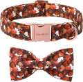 Unique style paws Cotton Dog Collar with Bow Autumn Puppy Collar with Hazelnut Maple for Small Medium Large Boys Girls Dogs
