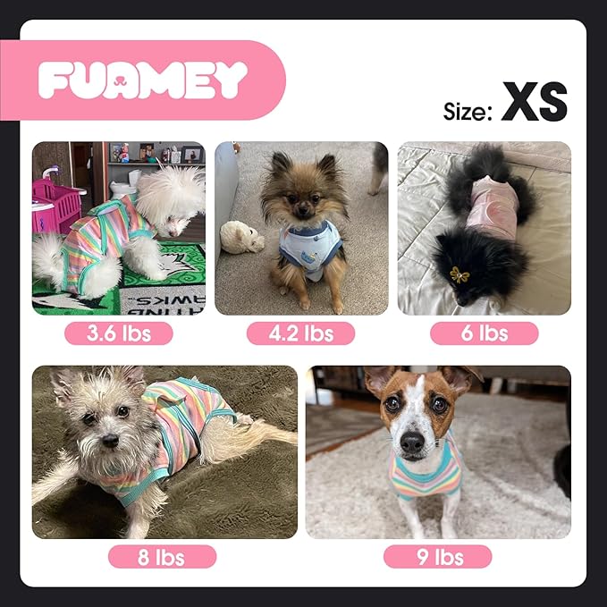 FUAMEY Dog Recovery Suit Male,Dogs Surgery Neuter Suits Puppy Spay Shirts for Female Protect Dog's Skin Anti Licking Abdominal Wounds Doggie Onesie Pet Bodysuit Alternative to Cone Green Stripes XS