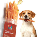 TailParty Turkey Tendons for Dogs with Fish Oil & Taurine: All Natural Dental Chews & Training Treats, Long Lasting Snack for Health-Conscious Pet Owners(Strip, 3 oz)