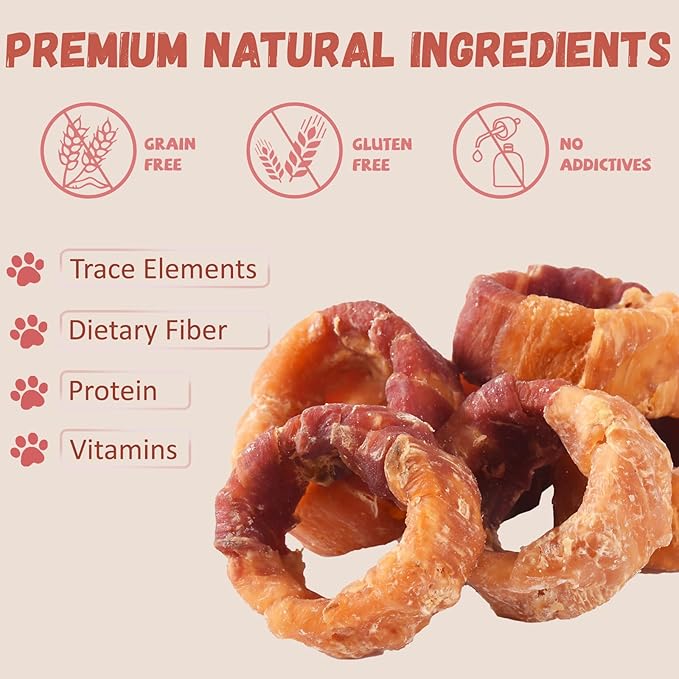 Sweet Potato Donuts Dog Treats Chicken & Duck Wrapped, Healthy Low Fat Dog Jerky Chews, High Protein Training Treats Snacks for Small Medium Large Breed, 10.6 oz