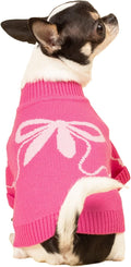 Fitwarm Bowknot Valentines Sweater, Thermal Winter Clothes for Small Dogs Girl, Charming Valentines Outfit, Puppy Chihuahua Jumper, Holiday Pet Apparel, Pink, Extra Small