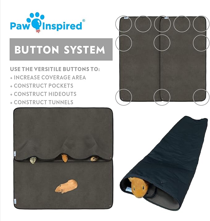 Paw Inspired Washable Guinea Pig Cage Liners, Fleece Bedding for Guinea Pigs Ferrets, Rabbits, Hamsters, Small Animals, Bamboo Charcoal Odor Controlling Absorbent Pee Pads (1 ct., Midwest)