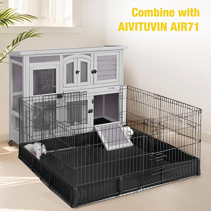 AIVITUVIN Rabbit Hutch Indoor Rabbit Cage Outdoor Two Story Bunny Cage Bunny Hutch Pull Out Tray Guinea Pig Cage on Wheel