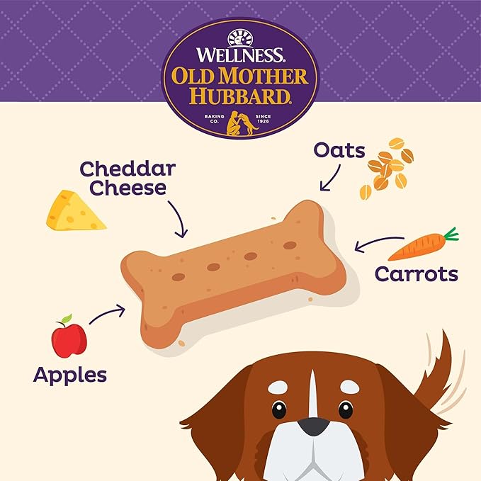 Old Mother Hubbard Wellness Bac'N'Cheez Dog Biscuits, Natural, Training Treats, Bacon & Cheese Flavor, Large Size, (3.3 Pound Bag)