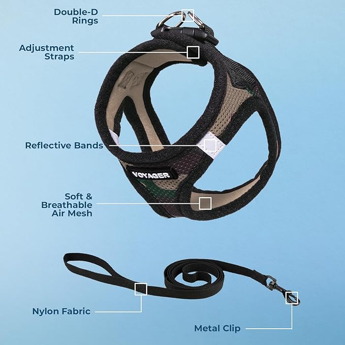 Voyager Step-in Pet Harness - All Weather Mesh, Adjustable Step in Harness for Cats and Dogs by Best Pet Supplies - 307S Army Base, XS